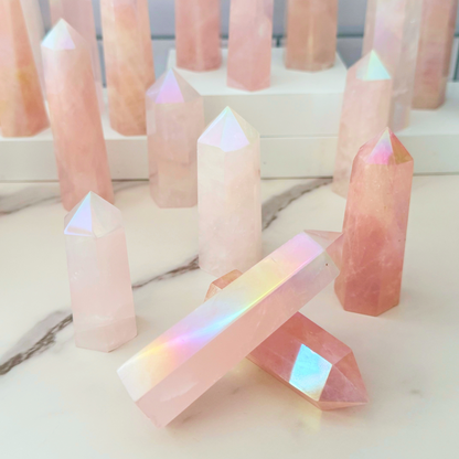 Angel Aura Rose Quartz Polished Point