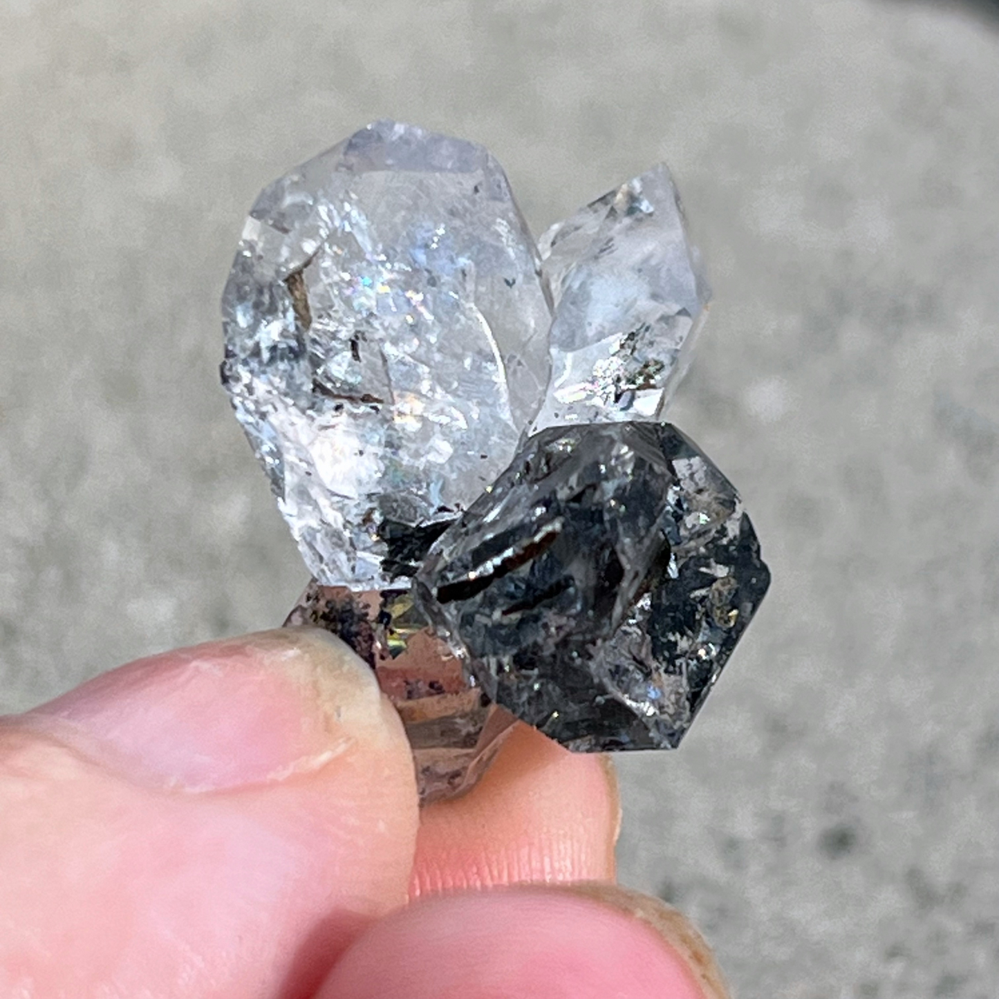 .72" Raw Herkimer Diamond Cluster with Hydrocarbon Anthraxolite