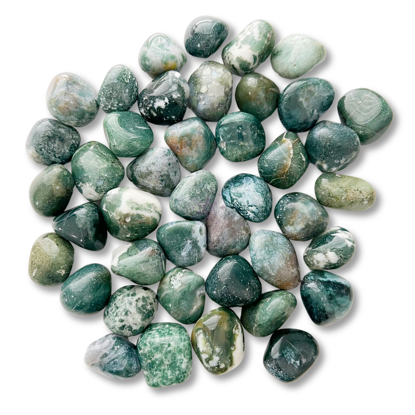 Green Moss Agate Tumbled Stones