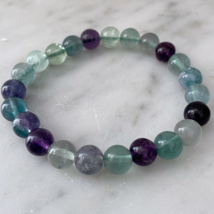 8mm Fluorite Beaded Bracelet