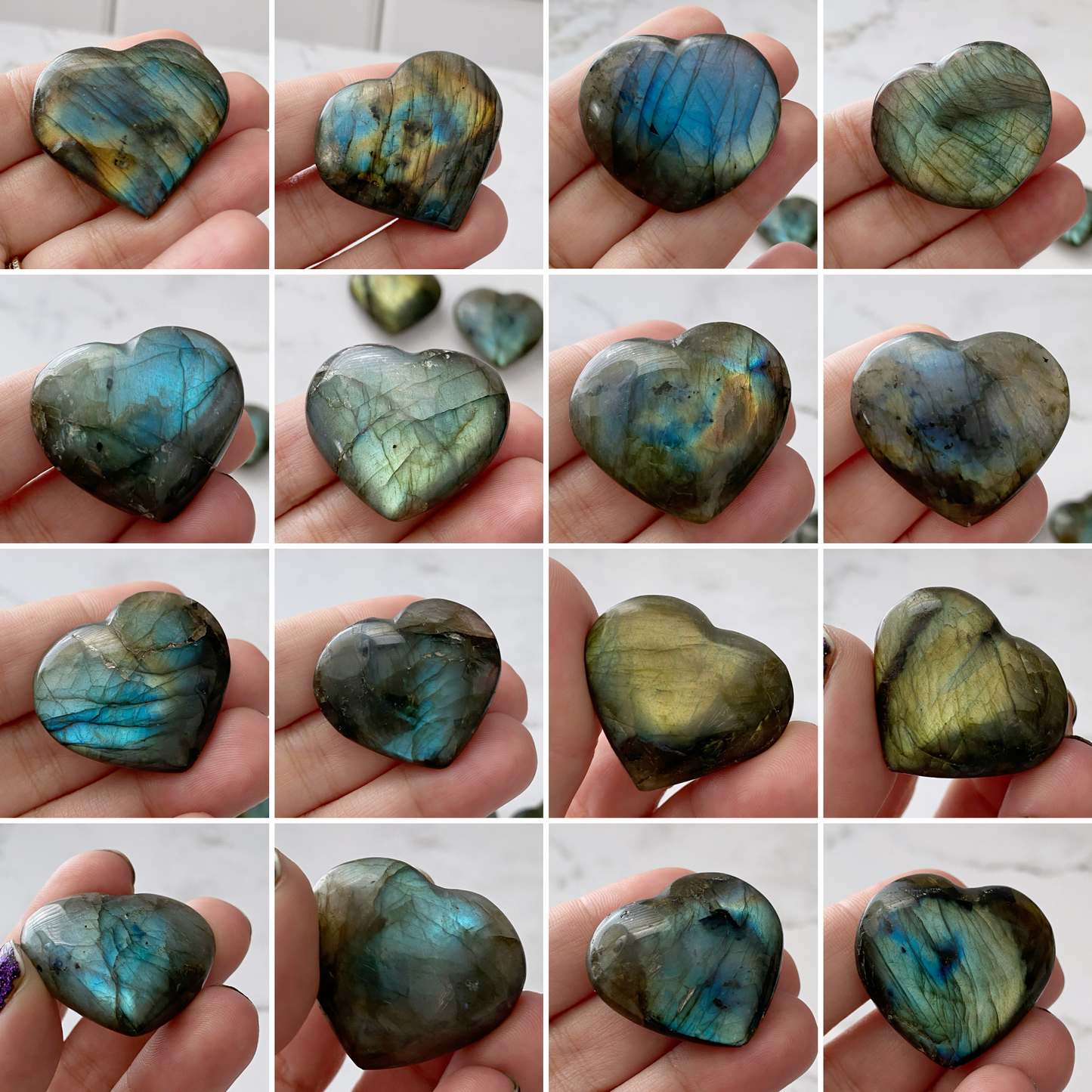 1.5" Small Labradorite Heart with Flash