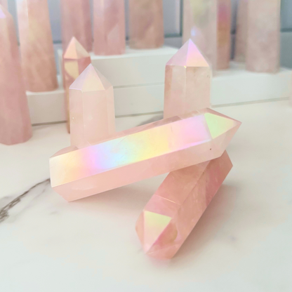 Angel Aura Rose Quartz Polished Point