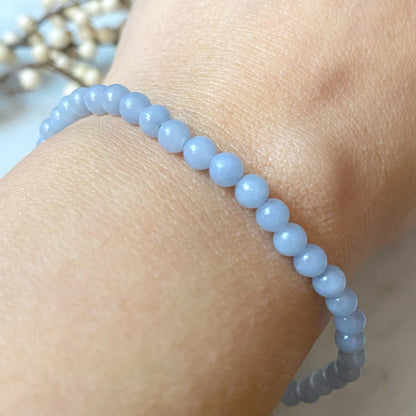 4mm Angelite Beaded Bracelet