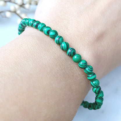 4mm Malachite Beaded Bracelet