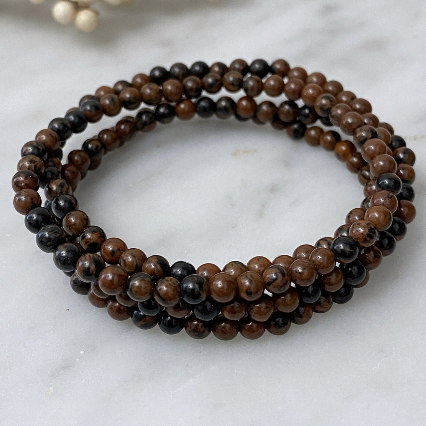 4mm Mahogany Obsidian Beaded Bracelet