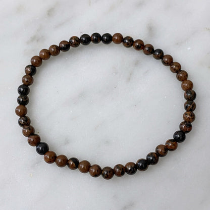 4mm Mahogany Obsidian Beaded Bracelet