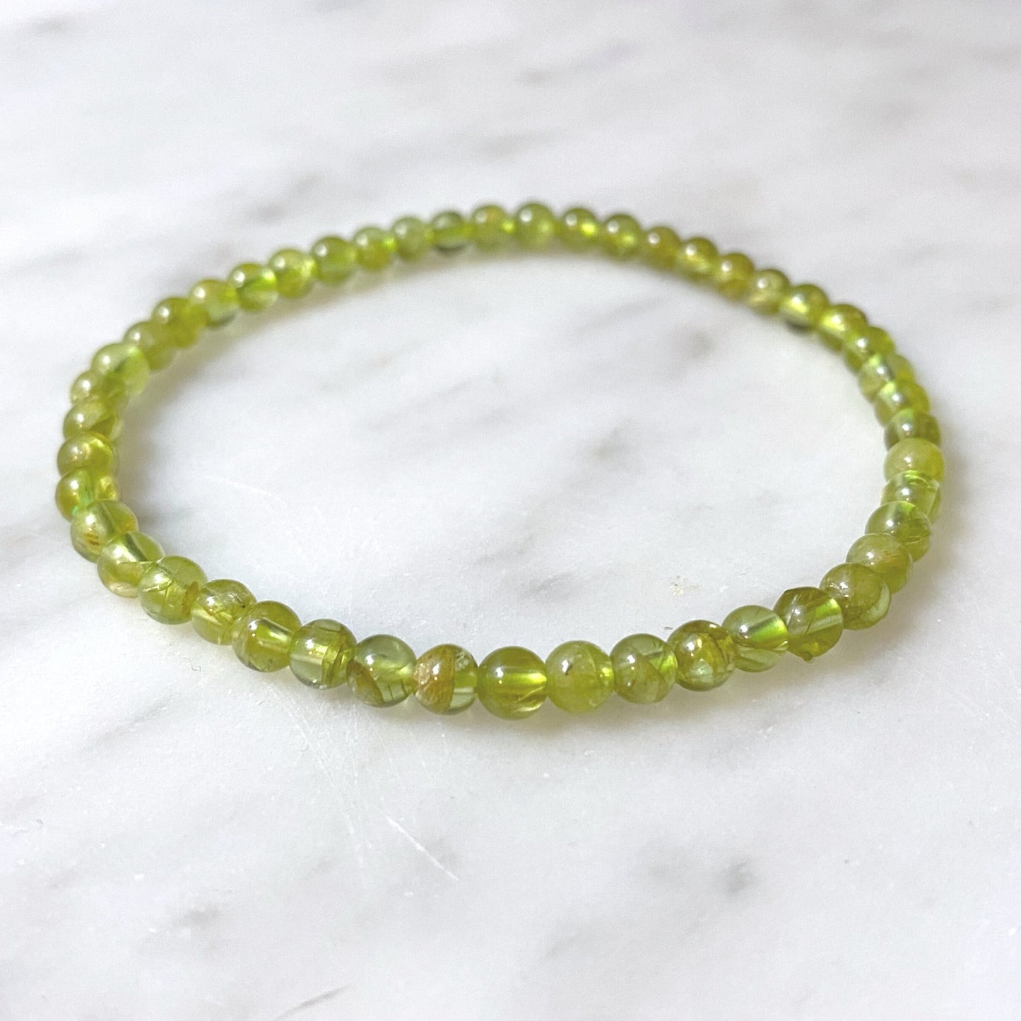 4mm Peridot Beaded Bracelet