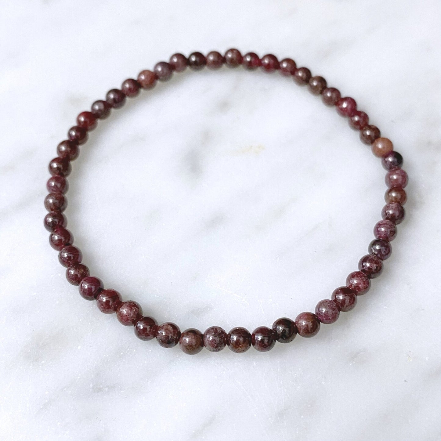 4mm Garnet Beaded Bracelet