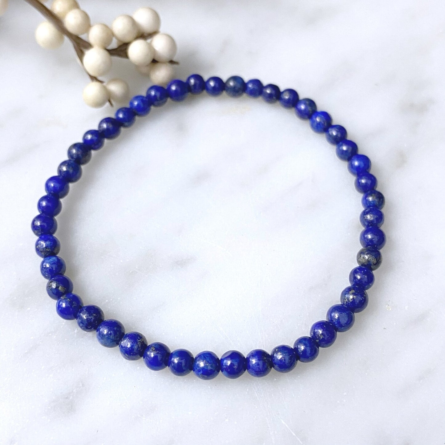 4mm Lapis Lazuli Beaded Bracelet