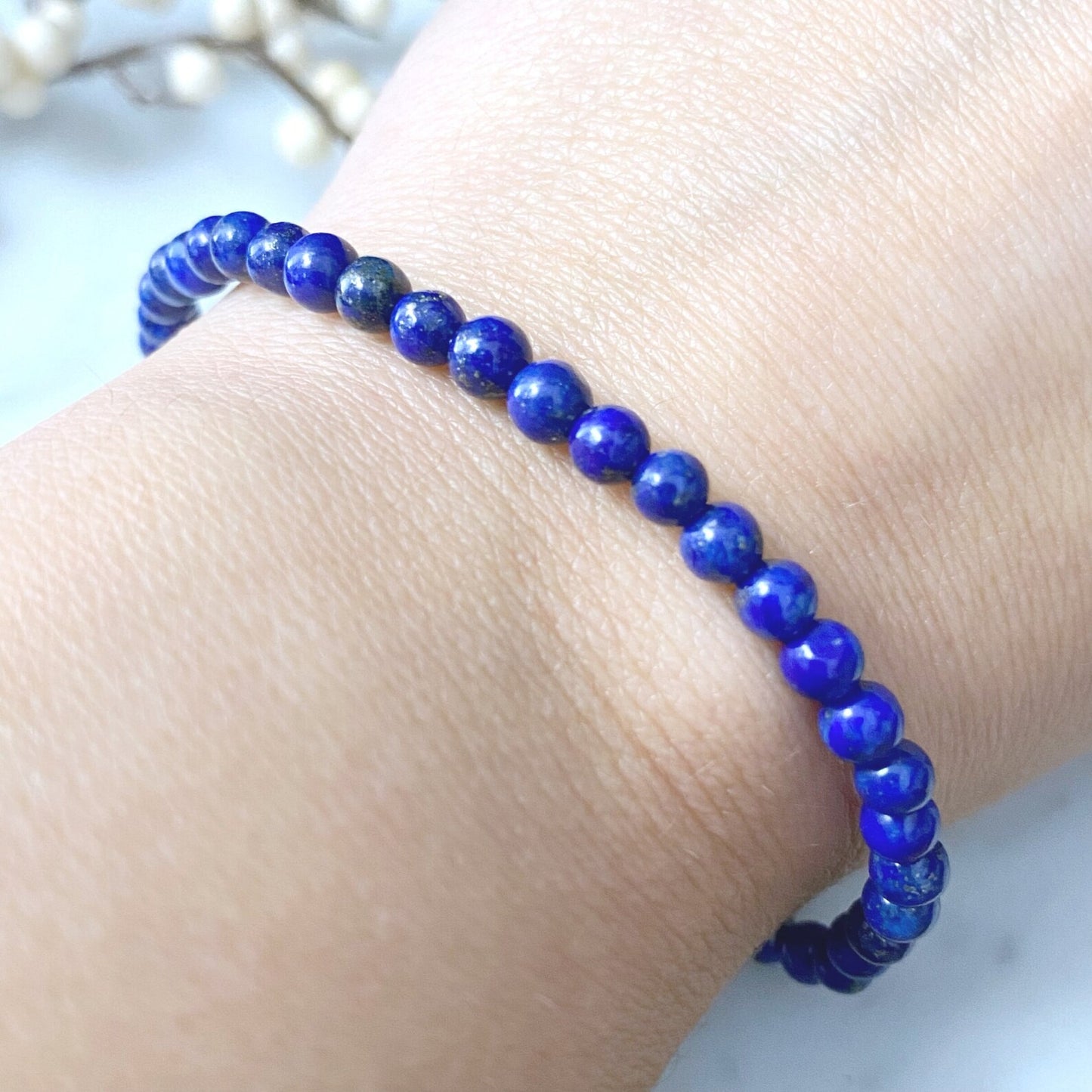 4mm Lapis Lazuli Beaded Bracelet