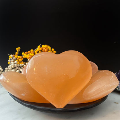 3" Orange Selenite Heart Palm Stone