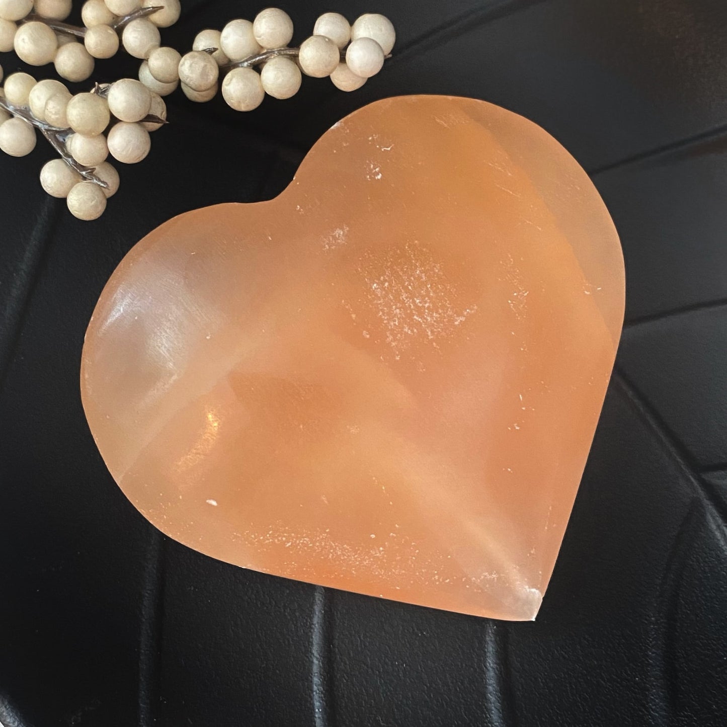 3" Orange Selenite Heart Palm Stone