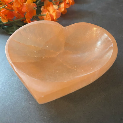 4" Orange Selenite Heart Bowl