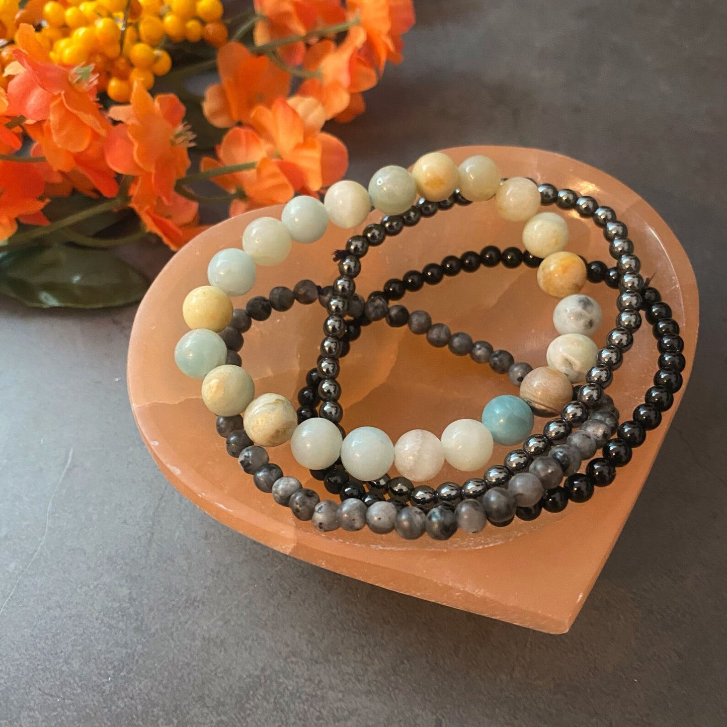 4" Orange Selenite Heart Bowl