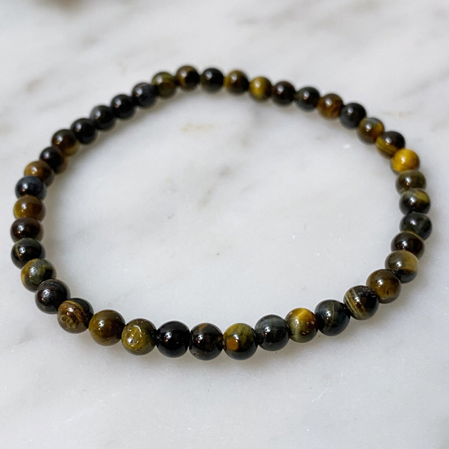 4mm Blue Tiger's Eye Beaded Bracelet