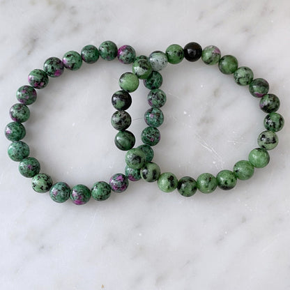 8mm Ruby Zoisite Beaded Bracelet