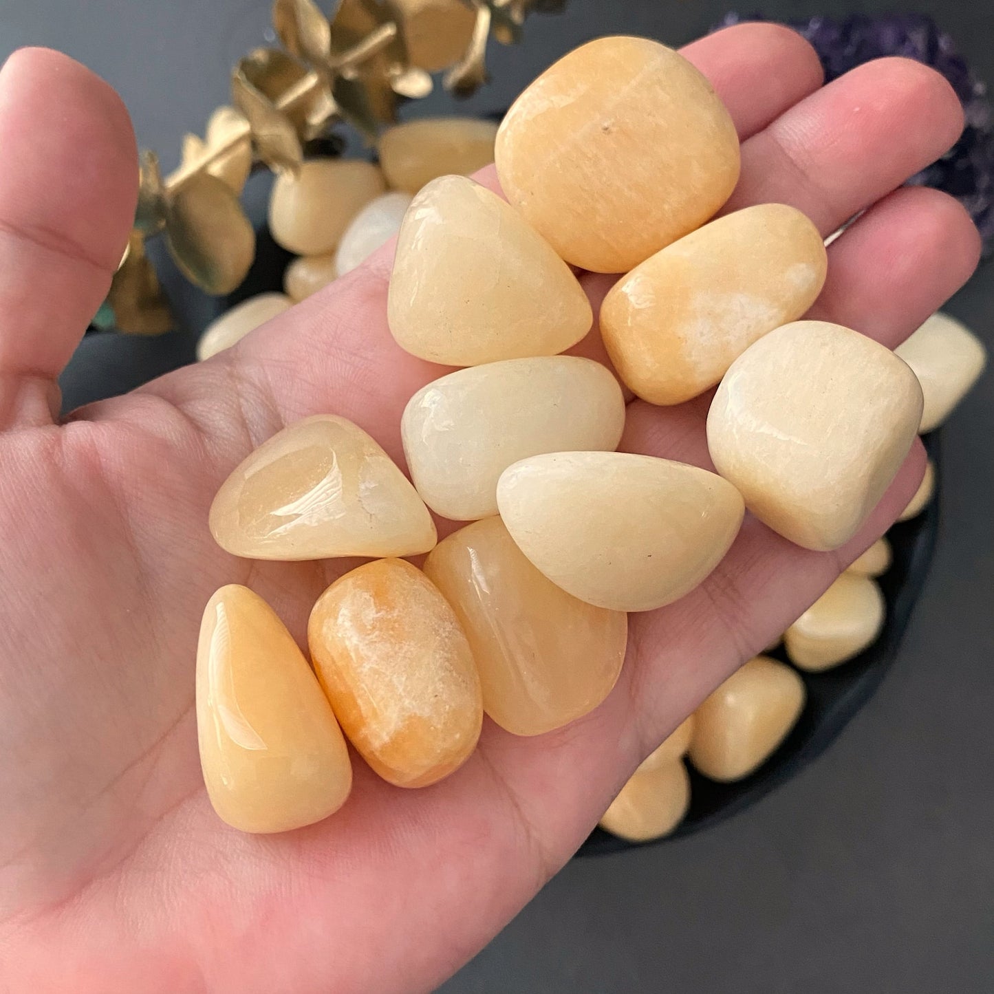 Yellow Calcite Tumbled Stones