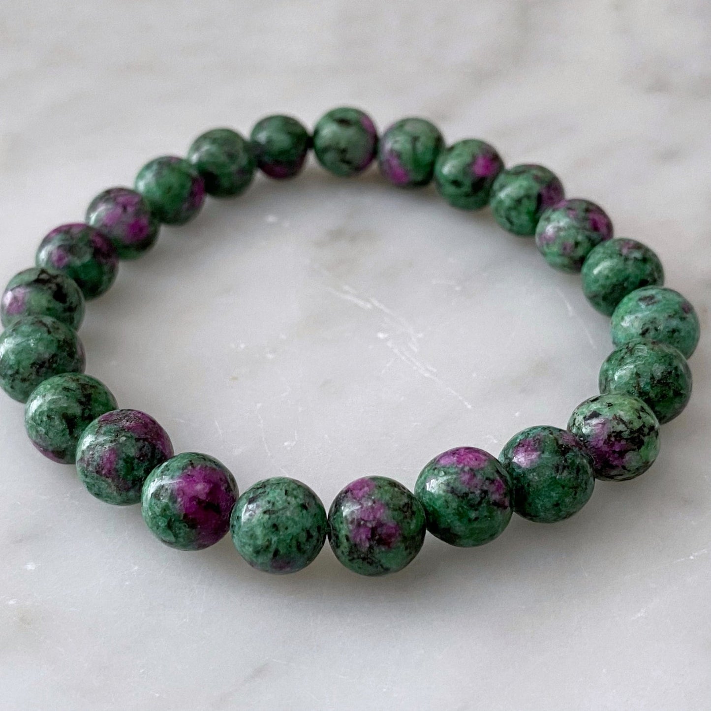 8mm Ruby Zoisite Beaded Bracelet