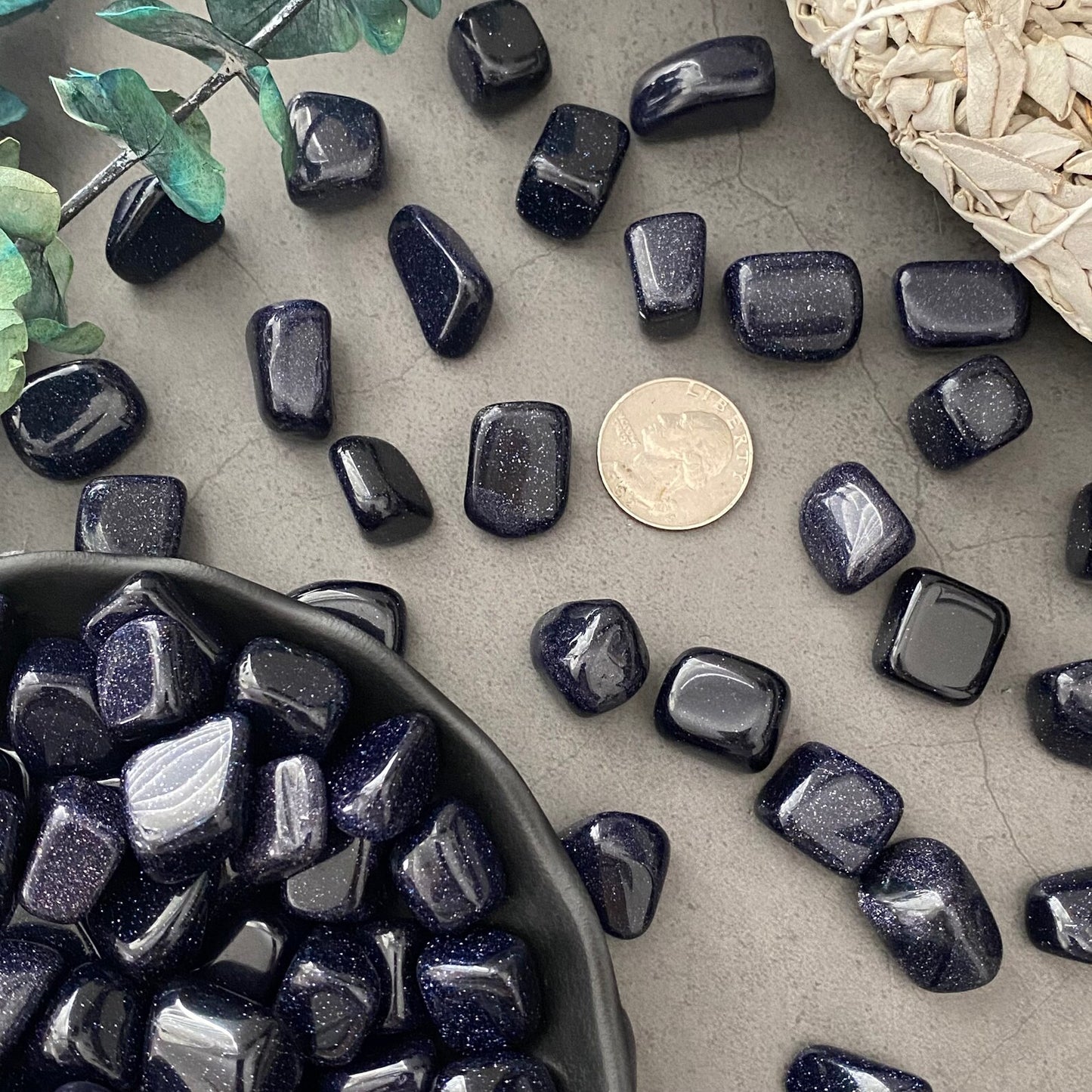 Blue Goldstone Tumbled Stones