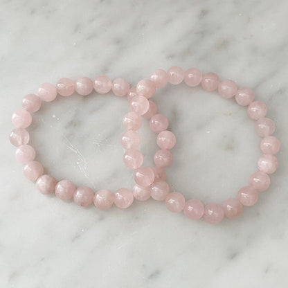 8mm Rose Quartz Beaded Bracelet