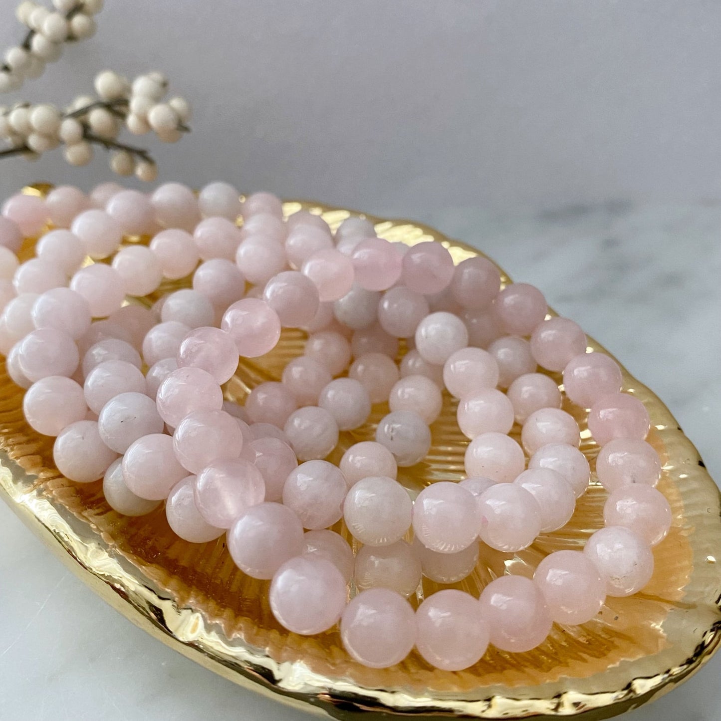 8mm Rose Quartz Beaded Bracelet