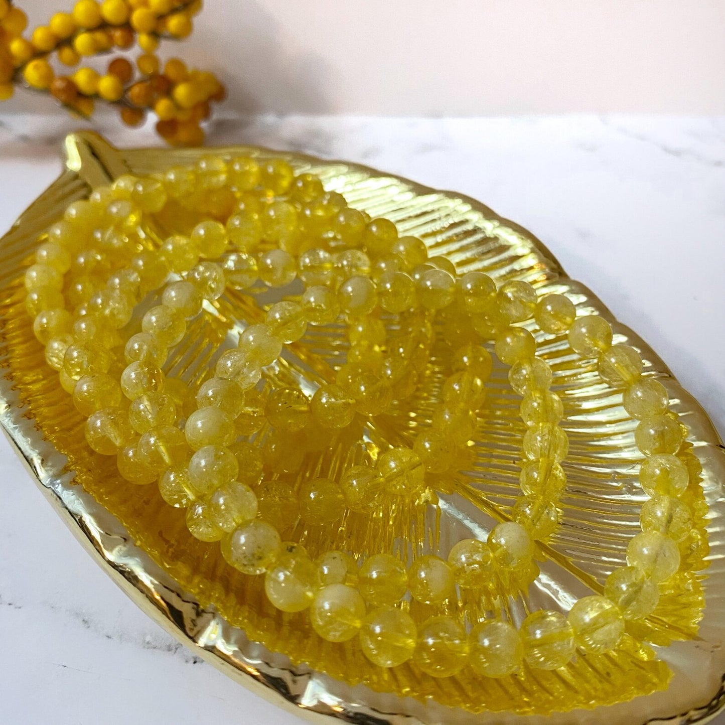 6mm Citrine Beaded Bracelet