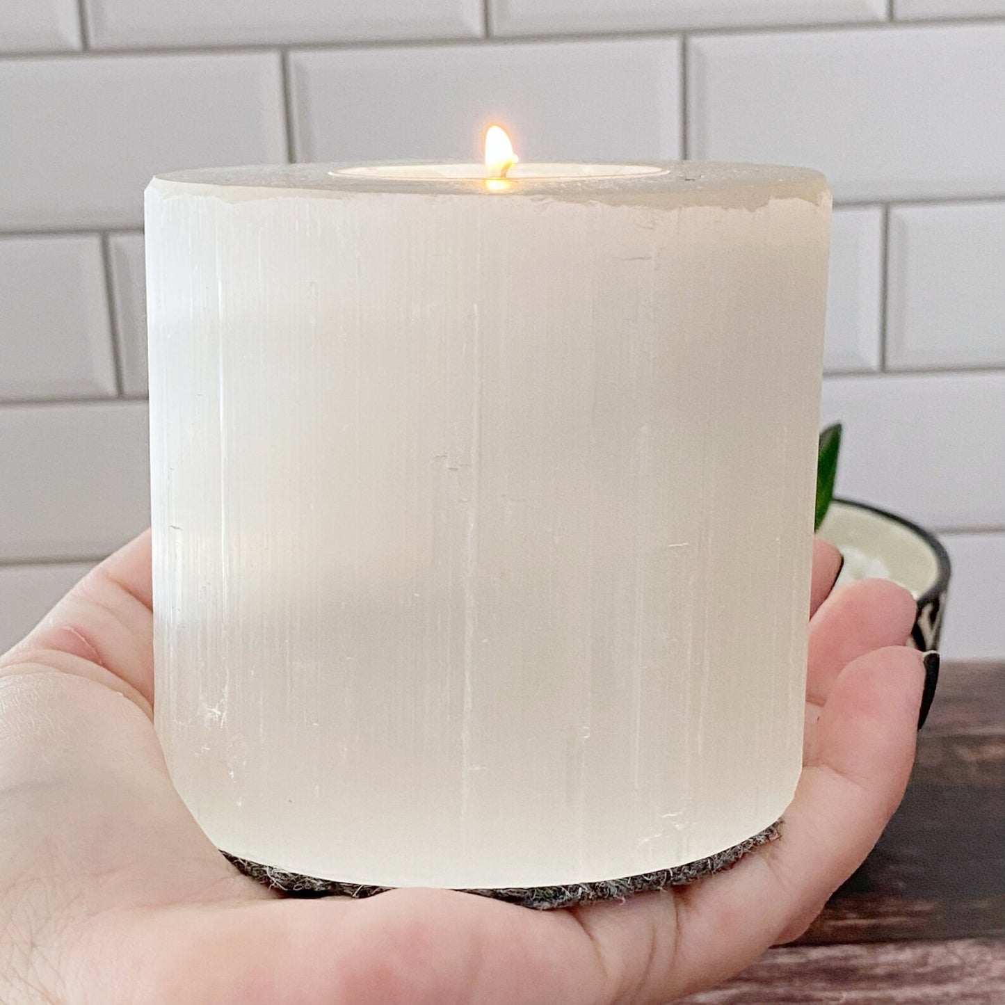 3.25" Selenite Cylinder T-Light Holder