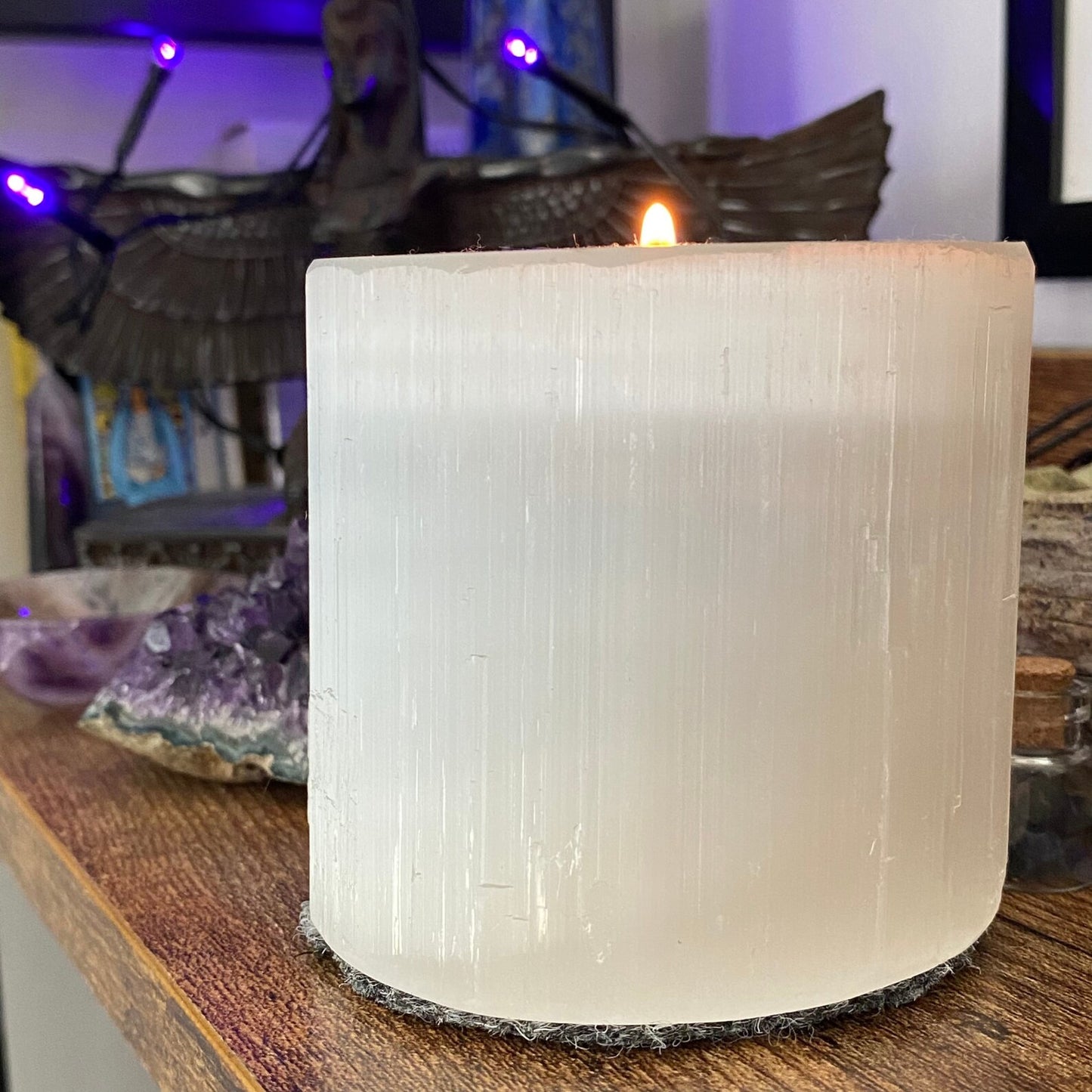 3.25" Selenite Cylinder T-Light Holder