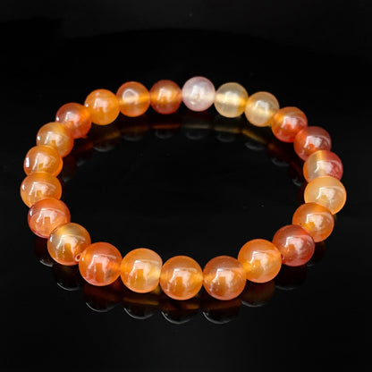 8mm Carnelian Agate Beaded Bracelet