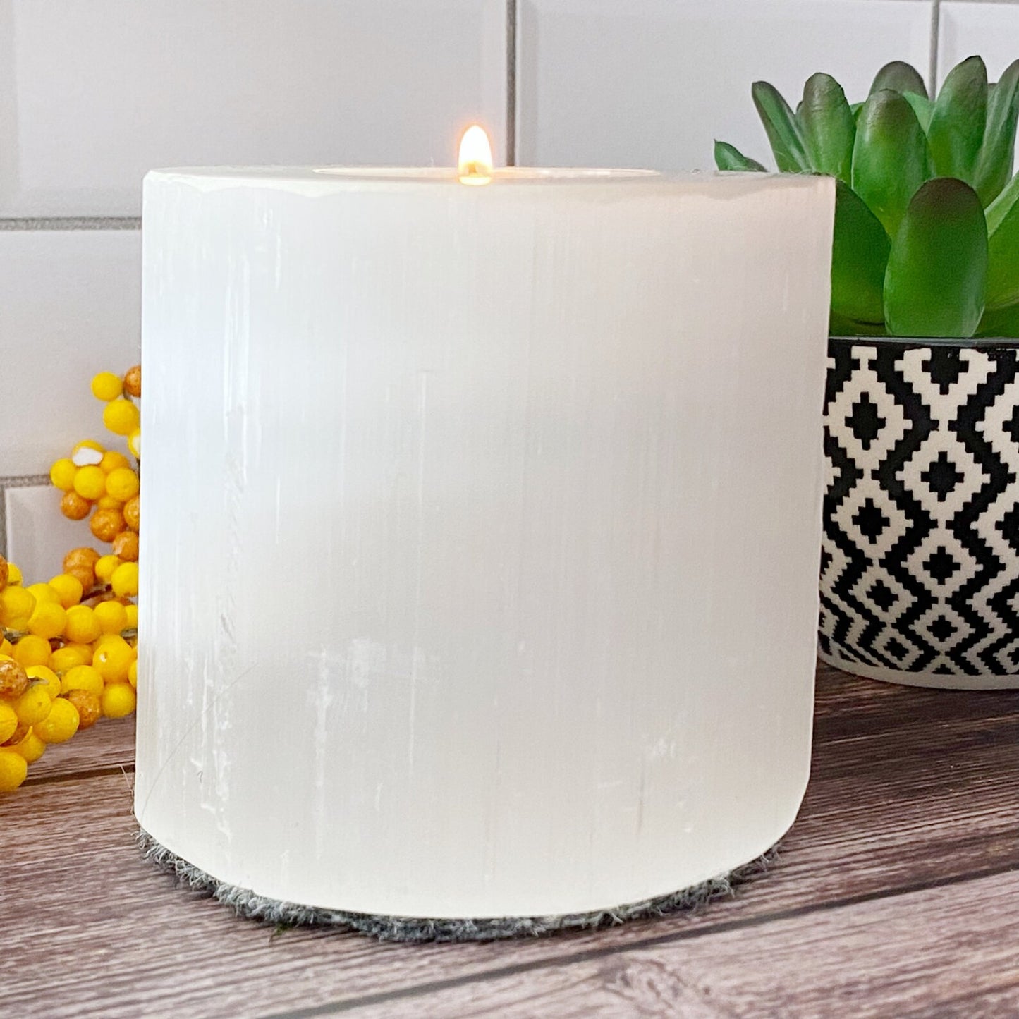 3.25" Selenite Cylinder T-Light Holder