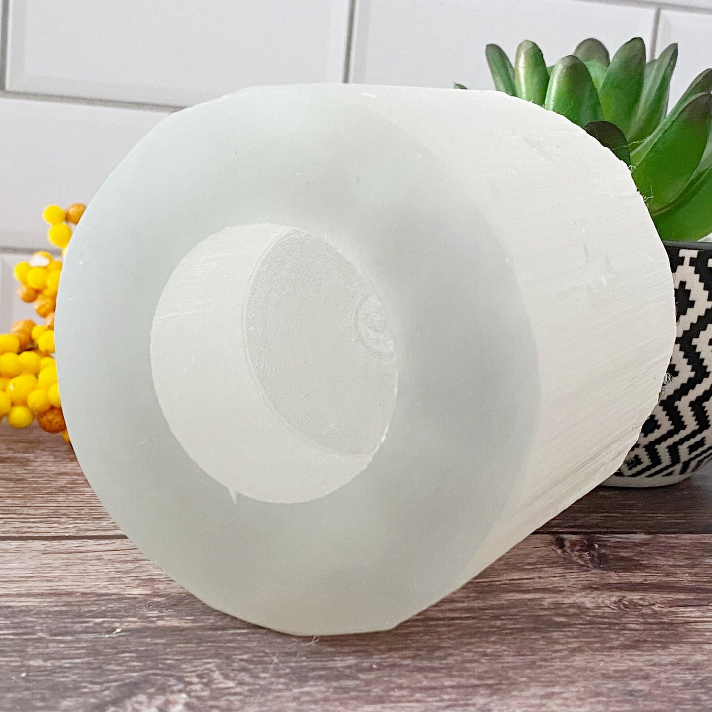 3.25" Selenite Cylinder T-Light Holder