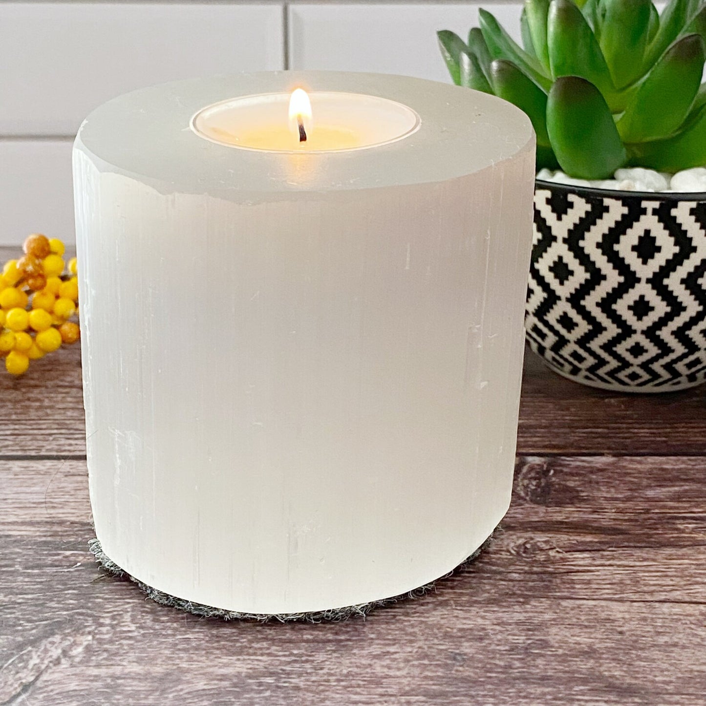 3.25" Selenite Cylinder T-Light Holder