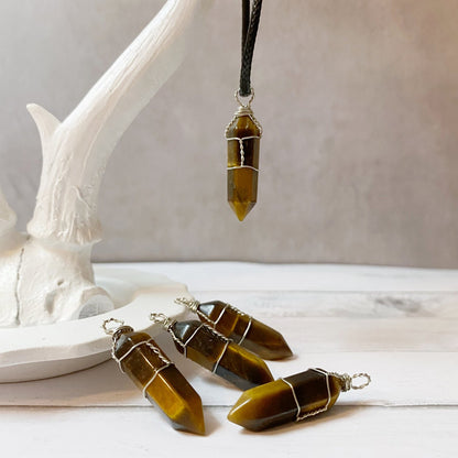 1.5" Double Terminated Tiger Eye Point Pendant