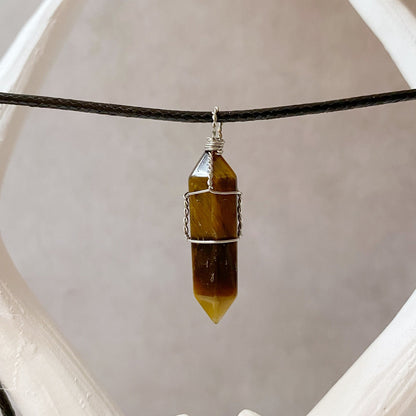 1.5" Double Terminated Tiger Eye Point Pendant