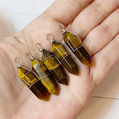 1.5" Double Terminated Tiger Eye Point Pendant