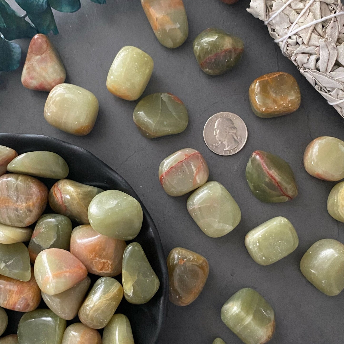 Green Aragonite Tumbled Stones