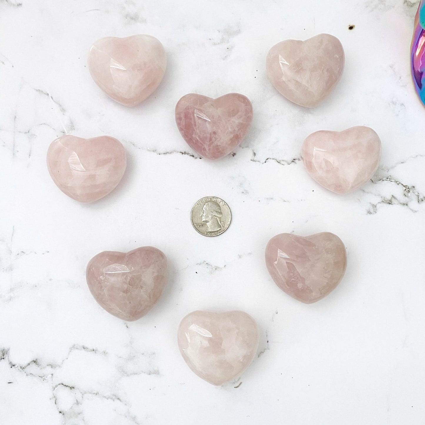 2" Puffy Rose Quartz Palm Heart