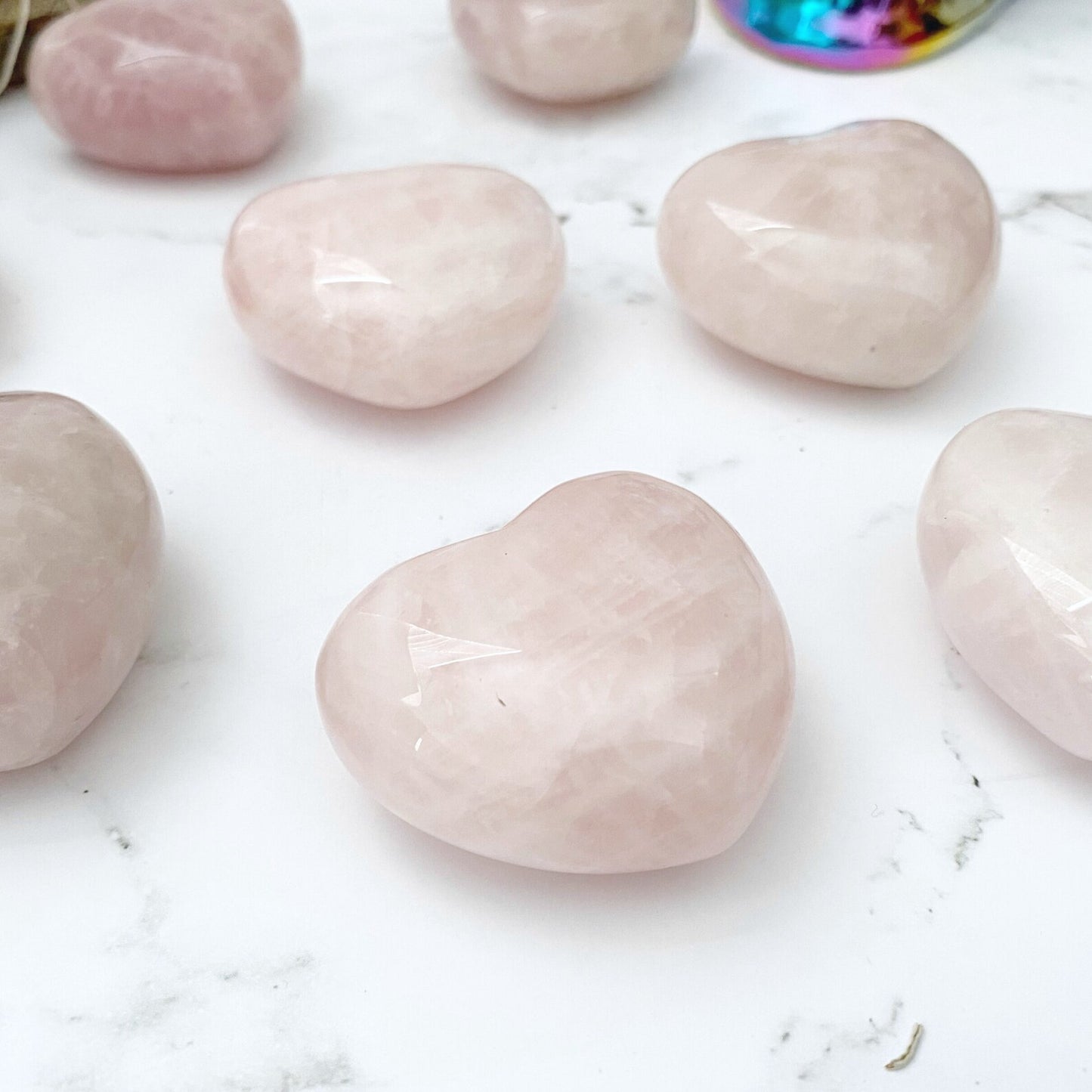 2" Puffy Rose Quartz Palm Heart