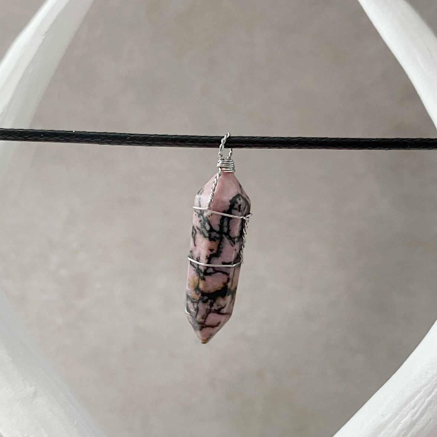 1.5" Double Terminarted Rhodonite Point Pendant