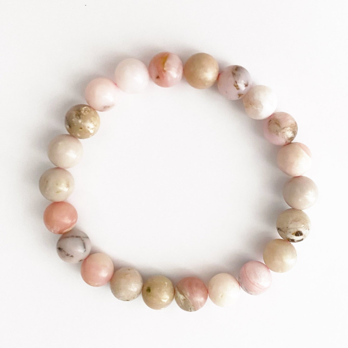 8mm Pink Opal Beaded Bracelet