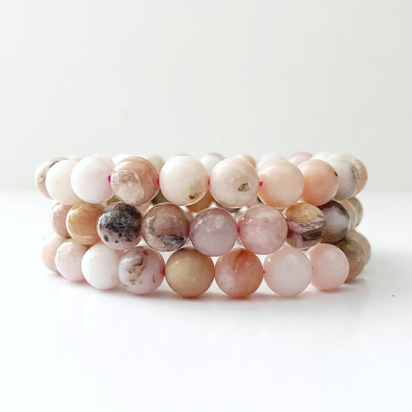 8mm Pink Opal Beaded Bracelet