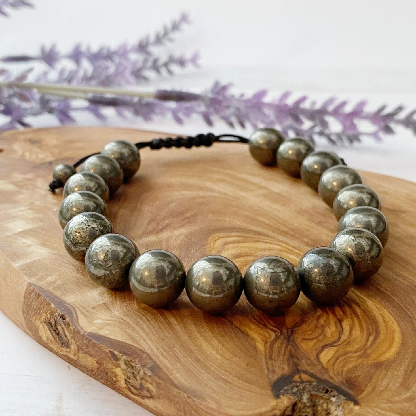 10mm Pyrite Beaded Bracelet