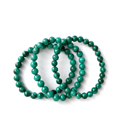 8mm Genuine Malachite Beaded Bracelet