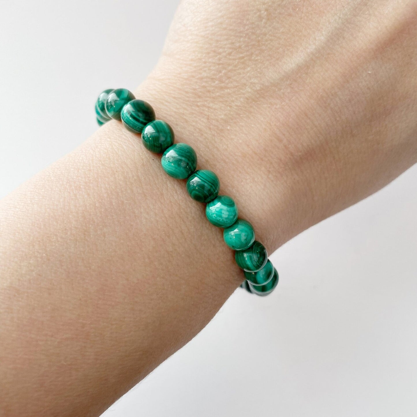 8mm Genuine Malachite Beaded Bracelet