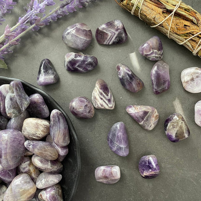 Chevron Amethyst Tumbled Stones