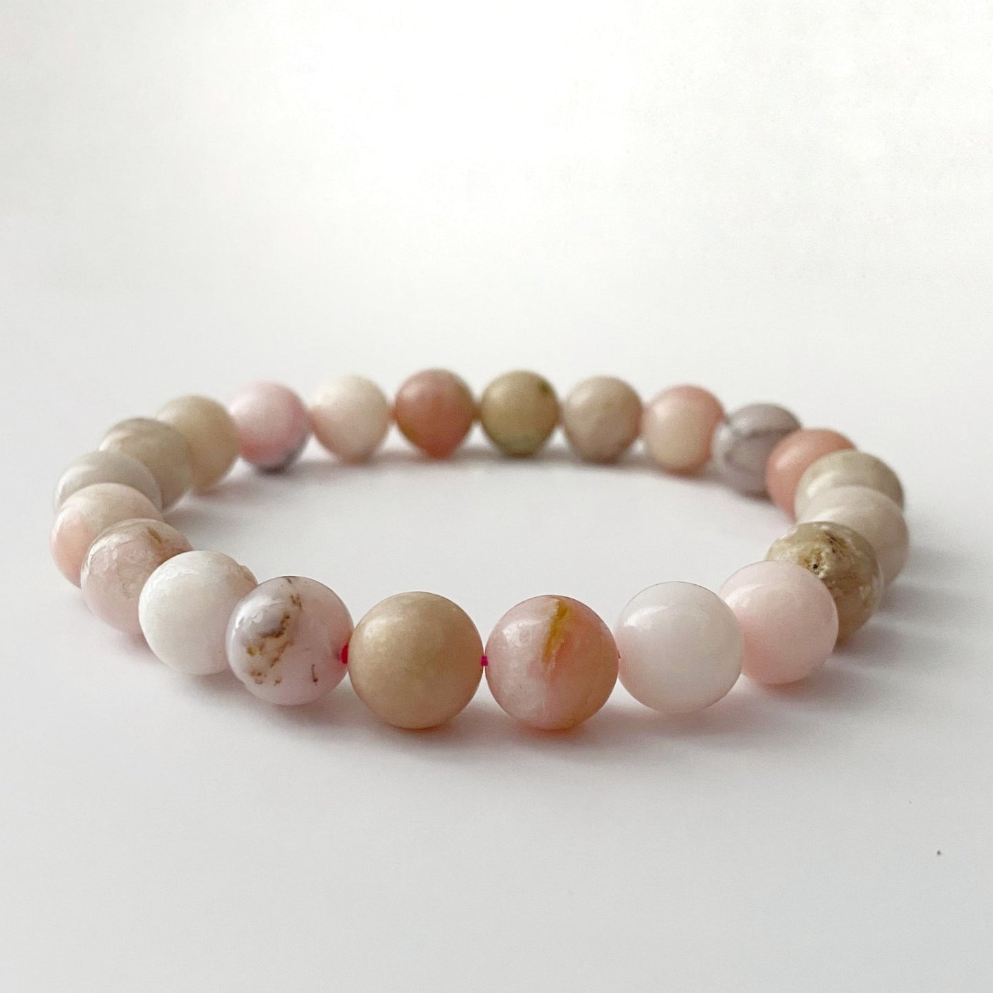 8mm Pink Opal Beaded Bracelet