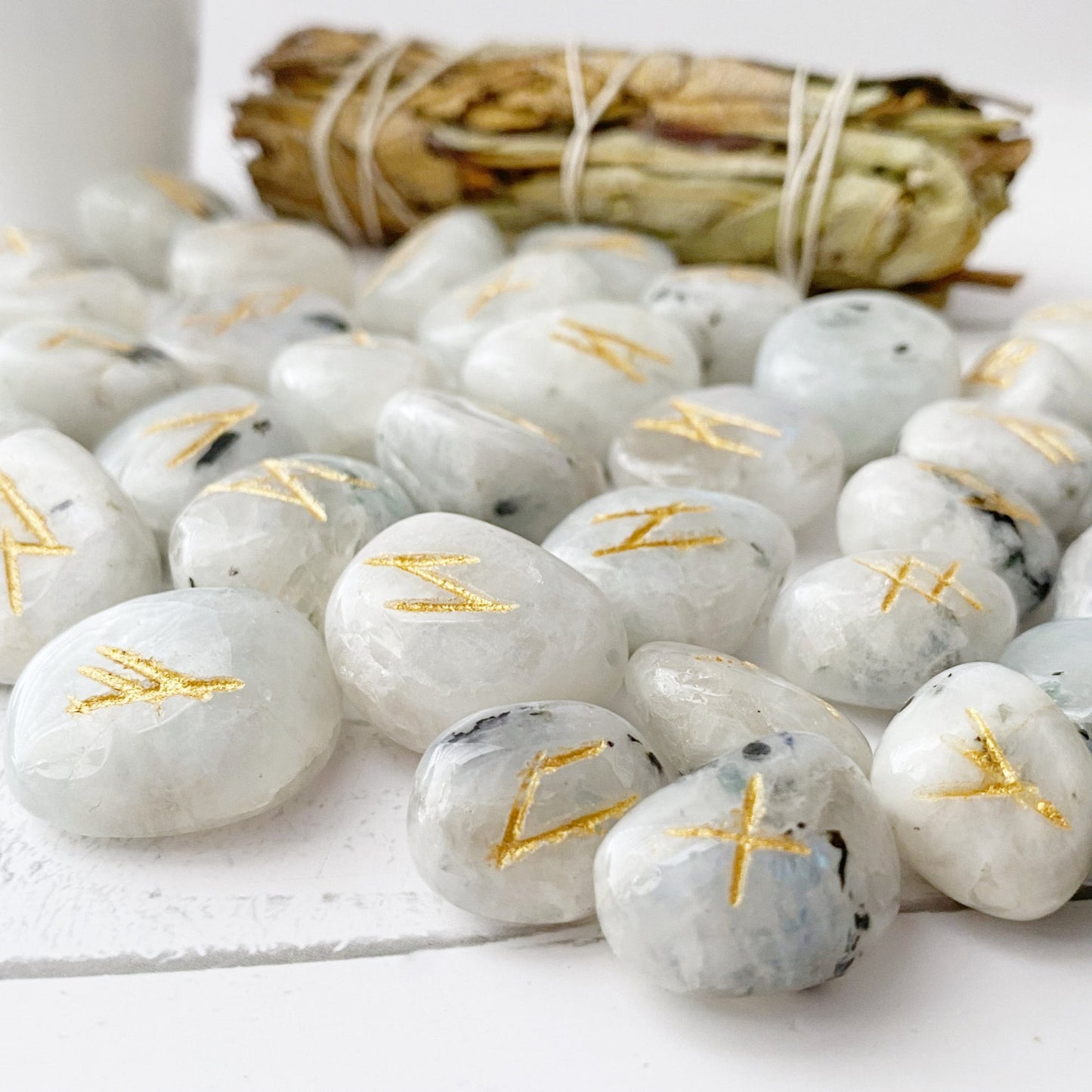 Rainbow Moonstone Elder Futhark Runes