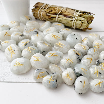 Rainbow Moonstone Elder Futhark Runes