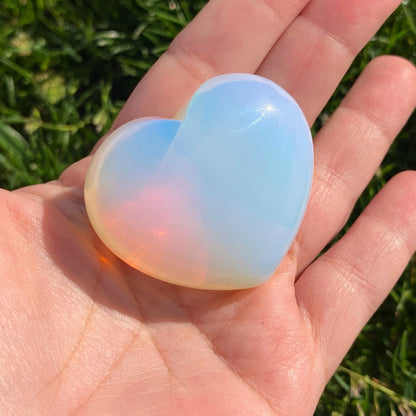 2" Opalite Heart Palm Stone