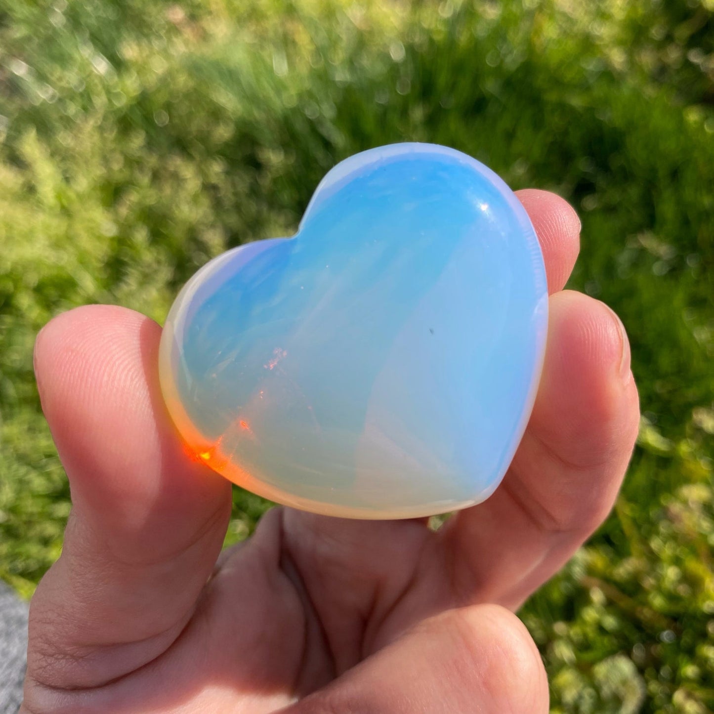 2" Opalite Heart Palm Stone